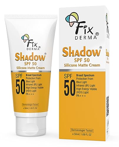 Fixderma Shadow Sunscreen SPF 50 Silicone Matte Cream | Sunscreen for Oily Skin - Acne Prone, Matte  UVB Protection | Sunscreen for Women & Men - 50ml