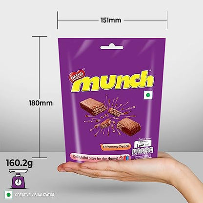 Nestlé Munch Chocolate Coated Crunchy Wafer, Share Pack 187g (10.4g, Pack of 18 units)