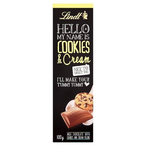 Lindt Cookies and Cream Milk Chocolate Bar Pouch, 100 g
