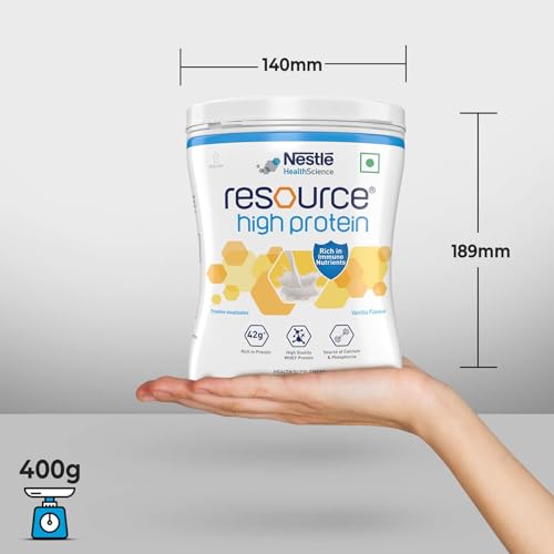 Nestlé Resource High Protein - Vanilla Flavour, Contains Whey Protein, 42g Protein per 100g, 400g