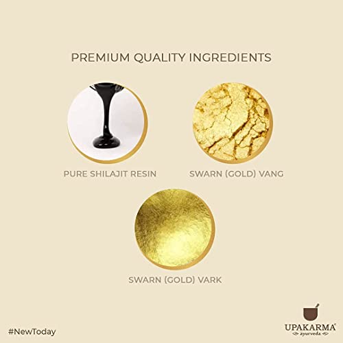 UPAKARMA Premium Ayurvedic Natural Shilajit Gold Resin with Pure Gold Dust Helps Boost Immunity, Strength and Overall Health - 20 Gms