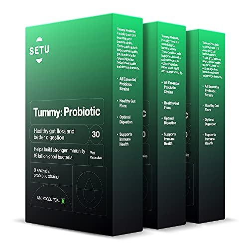 Setu Tummy Probiotic - 30 Capsules, Pack of 3 | 9 strains with 20 Billion CFUs for Women & Men | Natus & Bifidobacterium, Better Immunity, Reduced Gas