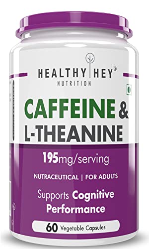 HealthyHey Nutrition Natural Caffeine Plus L-Theanine (60 Vegetable Capsules)