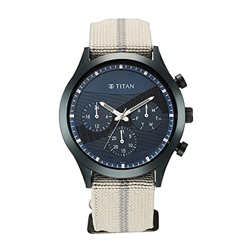 Titan Analog Blue Dial Men's Watch-90129QP01