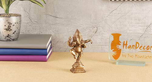 Two Moustaches Brass Dancing Ganesha Decor Idol for Home Temple, Brass Ganpati, Ganesha Statue for Home, Ganesha Idol, Pack of 1