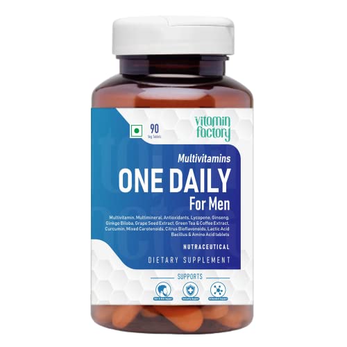 The Vitamin Factory Multivitamin For Men | Multimineral, Ginseng, Grape Seed Extract| Enhances Energy, Stamina, Boost Immunity- 90 Vegetable Tablet