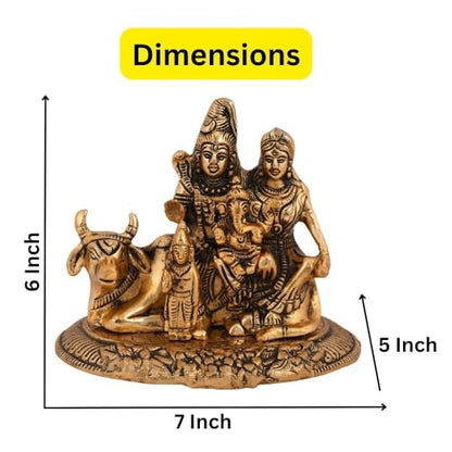 Handcrafted Shiva Parvati Ganesh Idol Shiv Parivar Murti Statue Sculpture - Lord Shiva Idols Family Sitting On Nandi Showpiece