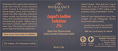 Bio Balance Lugol's 2 % 2 fl. oz. Extra Pure Grade, 2.5 mg Iodine Per Drop, 60ml