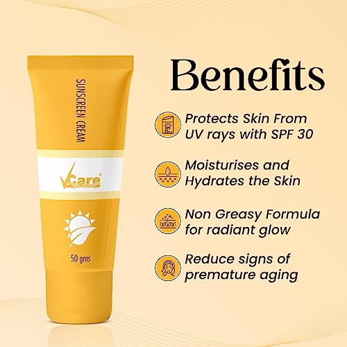 VCare Sunscreen SPF 30 Matte Cream 50g for Women & Men For All Skin Types (white)