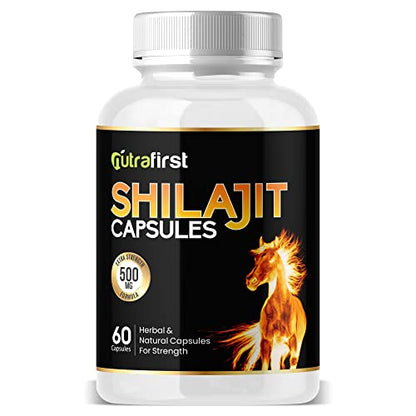 Nutrafirst Ayurvedic Pure Shilajit Extract Capsules 60 Capsules for Men & Women 60 Capsules (Pack of 1)