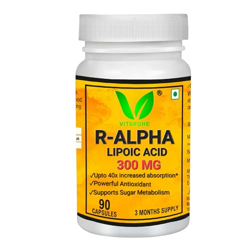 VITARUHE® R-Alpha Lipoic Acid, high Dosage, 300 Mg Per Capsule, Vegan, 3 Month Treatment, Natural Foe dietary supplement without unnecessary additives