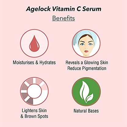 O3+ Agelock Vitamin C Ferulic Acid Serum Antioxidant Face Toner for Detanning, Fine Lines, Wrinkle Removal & Bright Skin, 30g