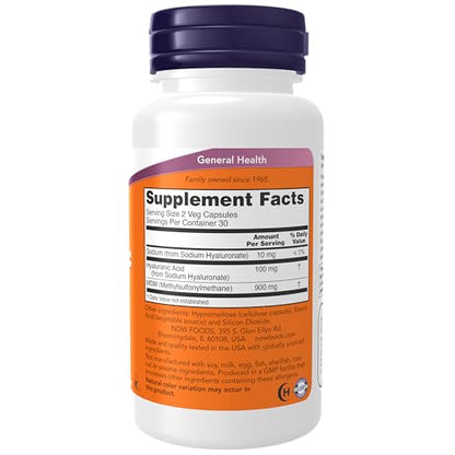 Now Foods Hyaluronic Acid 50 Mg And Msm Joint Support Capsules - 60 Veg Capsules