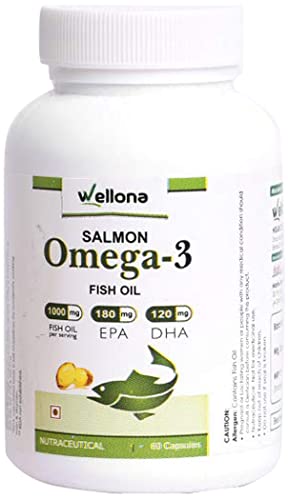 Wellona Omega 3 Fatty Acid Fish Oil Supplement for Men and Women 1000 mg (180 mg EPA, 120 mg DHA) -60 Softgels Capsules (Pack of 2)