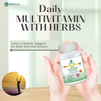 Daily MULIVITAMIN with Herbs for Men and Women, Antioxidant & Digestive Herbs (60 Tablets) for active lifestyle support