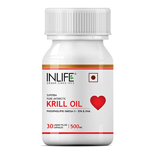 INLIFE Krill Oil (Superba) Phospholipid Omega 3 with Astaxanthin 500 mg - 30 Capsules