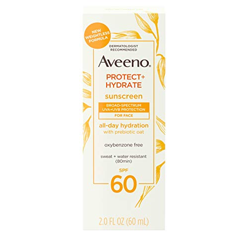 Aveeno Protect + Hydrate Moisturizing Face Sunscreen Lotion With Broad Spf 60 & Prebiotic, Oil-free, Oxybenzone-free, 2.0 ounces