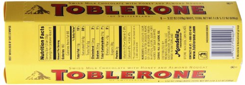 Toblerone Chocolates 6X100 Grms Swiss Milk Chocolate With Honey & Almond Nougat