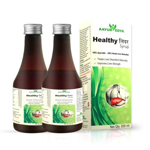 AAYURVEDYA Healthy Liver (Set of 2) Detox for Fatty Liver Syrup, Indigestion and for Healthy Liver Function, A Complete Liver Cleanser - 200 ml Each