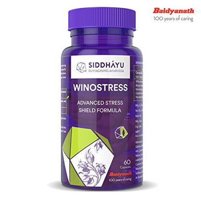 Siddhayu Winostress (From the house of Baidyanath) | Herbal Stress Support Tablets - 60 Capsules X 1