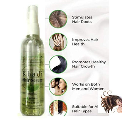 KHADI RISHIKESH Herbal Hair Serum For Complete Hair Nourishment & Silky Soft Hair, Control frizz, Ses & girls ,Women/Men- SLES & PARABEN FREE - 100 ML