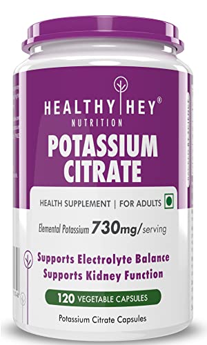Healthyhey Nutrition Potassium Citrate 730mg - 120 Vegetable Capsules