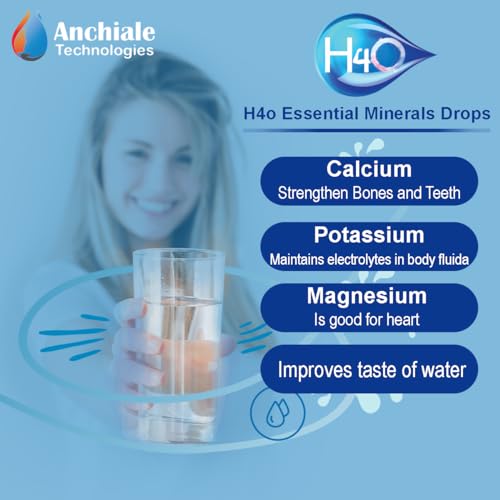 H4O: (Pack of 4) TDS enhancing mineral drops for RO water. Essential Minerals for 1000 glasses of water