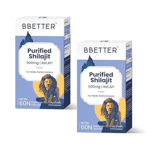 BBETTER Purified Shilajit 500mg - Approved by Dept of Ayush | Shilajit for Stamina, Strength and Vitality Support for Men (Pack of 2)