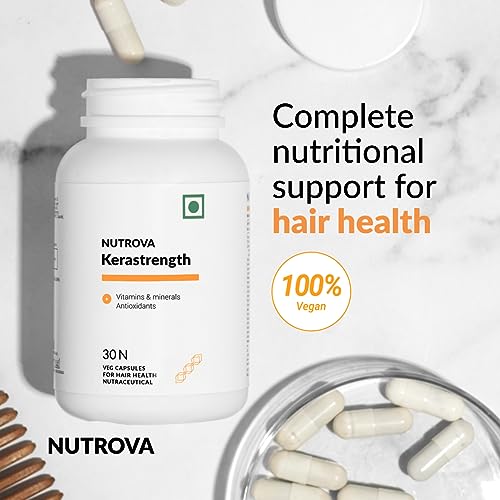 NUTROVA Kerastrength for Men & Women (30 capsules) With Biotin - Prevents Hair-Fall, Builds, StrengtB-complex, Lycopene Inhibits Hair-Fall Hormone DHT