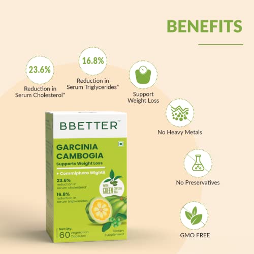 BBETTER Garcinia Cambogia For Weight Loss Tablets For Women And Men - With Green Coffee Green Tea Guxtract & Inulin - Keto supplement-180 Veg capsules