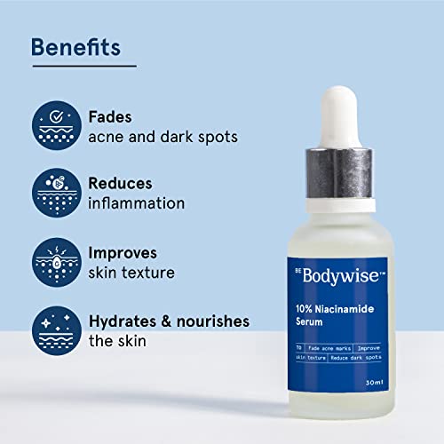 Bodywise 10% Niacinamide Face Serum with 1% Zinc PCA for Acne & Dark Spots | Fragrance Free | 30ml