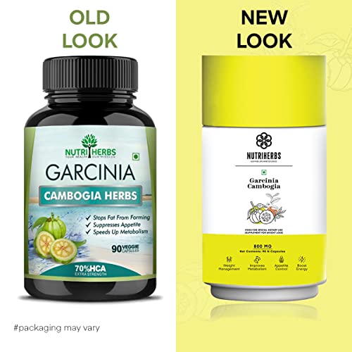 NUTRiHERBS Garcinia Cambogia Capsules With Guggul & Green Tea Extract for Weight Management & Detoximmunity, Controls Appetite (90 Capsules Pack of 2)