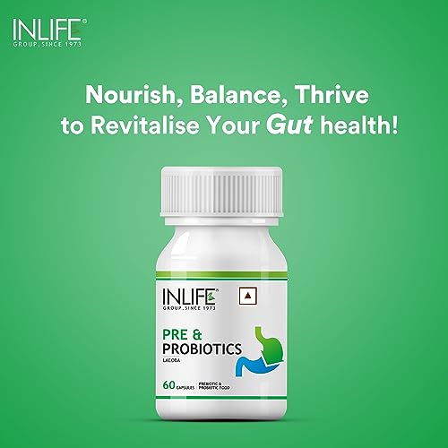 INLIFE Prebiotics and Probiotics Supplement for Men Women - 60 Capsules (Pack of 4)