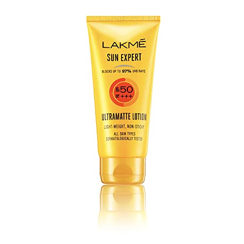 Lakme Sun Expert SPF 50 PA+++ Ultra Matte Lotion Sunscreen, Lightweight, Non Sticky, Non Greasy, Blocks Upto 97% Harmful Sunrays, 50 ml