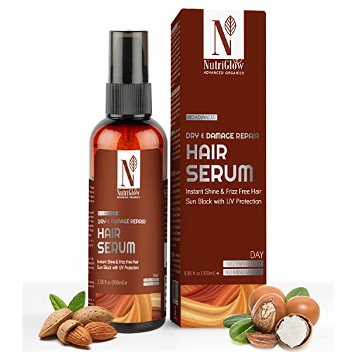 NutriGlow Advanced Organics Hair Repair Serum For Dry, Damage,Unmanageable and Frizzy Hair, Ultimateealthy Hair, All Hair Types, Sulphate Free, 100 ml