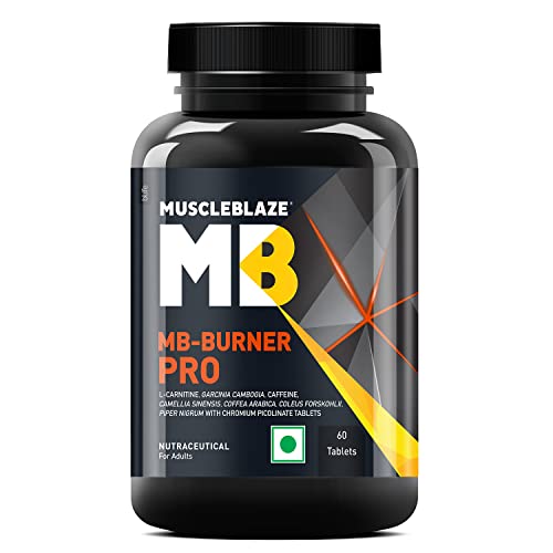 MuscleBlaze MB-Burner PRO, L- Carnitine, Garcinia Cambogia, Caffeine, Green Tea, Green Coffee Bean, Extract with Chromium Picolinate, Tablets 60 Count