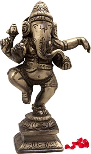 Two Moustaches Brass Dancing Ganesha Decor Idol for Home Temple, Brass Ganpati, Ganesha Statue for Home, Ganesha Idol, Pack of 1