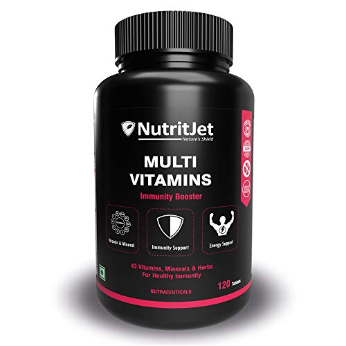 NutritJet Multivitamin For Men & Women - 120 Veg Tablets With Probiotics, 43 Essential Vitamins, Minty, Energy, Biotin, For Healthy Hair, Skin & Nails