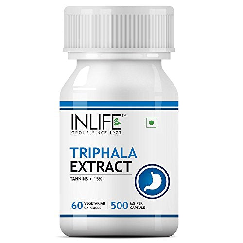 INLIFE Triphala Extract Amlaki, Haritaki and Bibhitaki, Digestion Support Supplement Tablet, 500 mg - 60 Veg Capsules