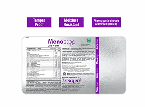 Trexgen MENOSTOP Women's One-a-day Menopause Formula with Standardized Isoflavones Daidzein, Genestesh, Complete Multivitamins & Minerals (30 Tablets)