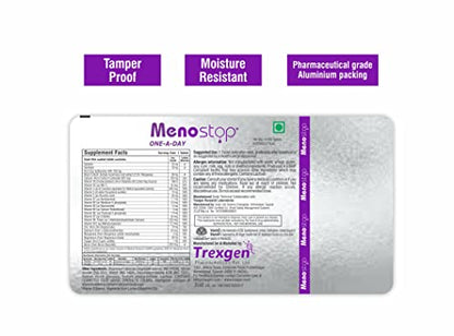 Trexgen MENOSTOP Women's One-a-day Menopause Formula with Standardized Isoflavones Daidzein, Genestesh, Complete Multivitamins & Minerals (30 Tablets)