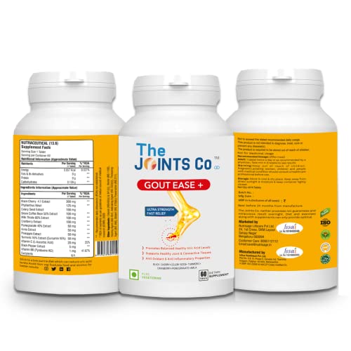 The Joints Co Gout Ease Plus, Advanced Uric Acid Cleanse formula 60 Veg Tab-1 Mth Dose