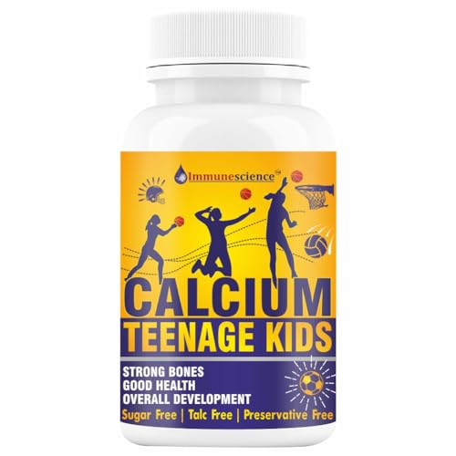 Immunescience Calcium For Kids With Vitamin D (d3), Magnesium, Zinc, Vit C, B12, K2, L-lysine, and Mones, Teeth, Growth 90 chewable Tablet (10-16 yrs)