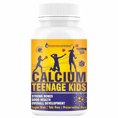 Immunescience Calcium For Kids With Vitamin D (d3), Magnesium, Zinc, Vit C, B12, K2, L-lysine, and Mones, Teeth, Growth 90 chewable Tablet (10-16 yrs)