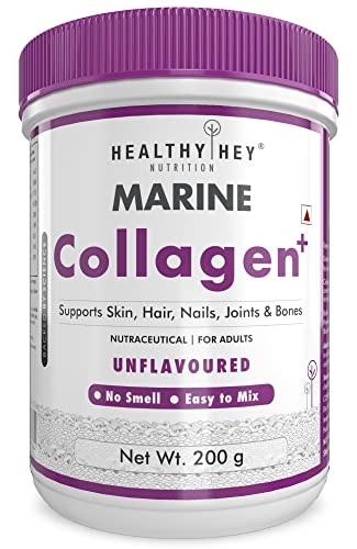 HealthyHey Nutrition Fish Collagen Powder 200g with Hyaluronic Acid (Unflavoured, 200g)