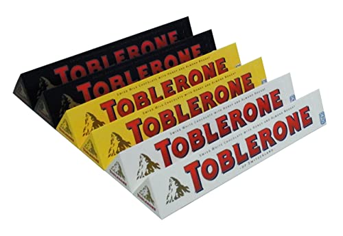 Toblerone Chocolates Combo Pack Gift Set 2,White, 2, Dark, 2, Milk Pack of 6 100g