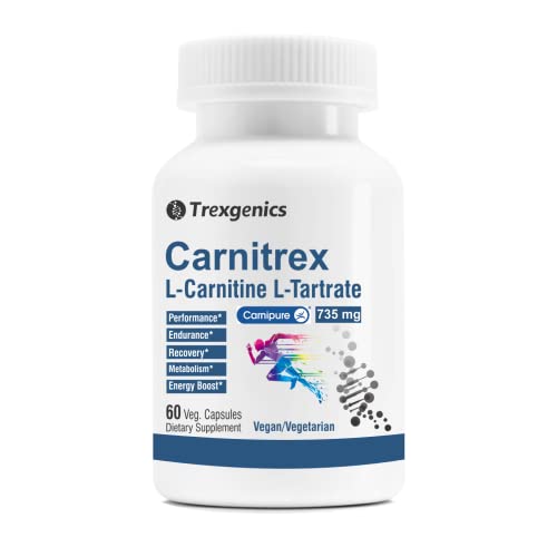 Trexgenics Carnitrex 735 - Carnipure L-Carnitine L-Tartrate 735mg, Fat Metabolism, Energy, Endurance & Performance Boost (60 Veg Capsules)