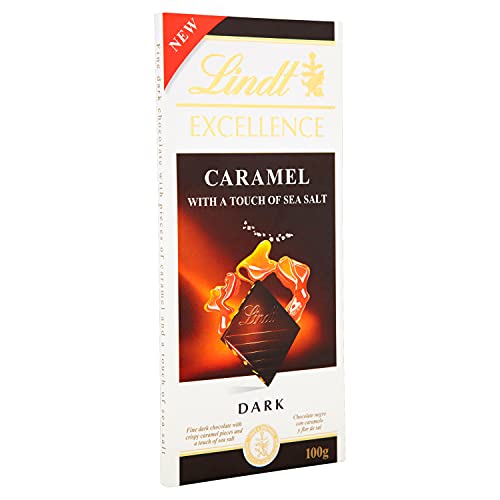 Lindt Excellence Caramel & Sea Salt Touch Chocolate Bar 100 Grams (Pack of 2)