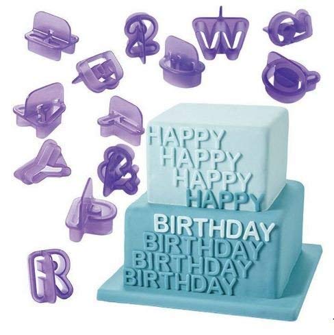Grizzly® Alphabet Letter Number Fondant Cake Biscuit Baking Mould DIY Fondant Cake Embosser Cookie Cutters, Set of 40, Purple