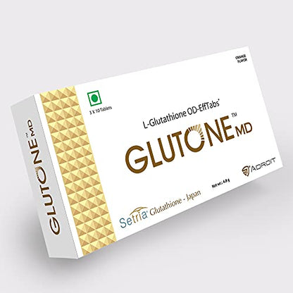 Glutone MD – Glutathione Mouth-Dissolving Tablets| Made with Setria L-Glutathione (Japan) 100mg| RadGlow & Even Skin Tone| Pack of 30 Tablets (Orange)